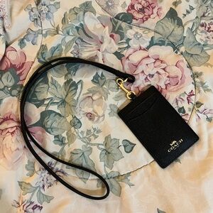 Coach Black Cardholder Lanyard